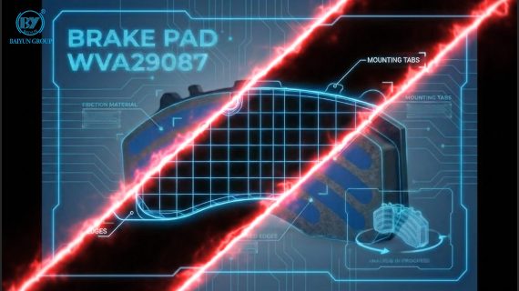 WVA29087 heavy-duty brake pads — HUD scan view shows the structure and slot design.
