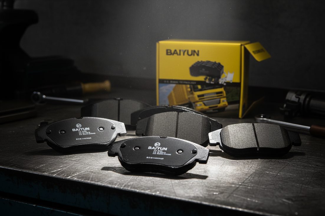 Ceramic brake pads manufacturer China - BAIYUN Brake ceramic brake pad set with low dust and quiet operation features.