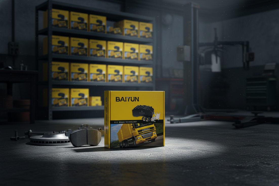 Wholesale lot of SUV and pickup truck brake pads from China, packaged for fleet distribution