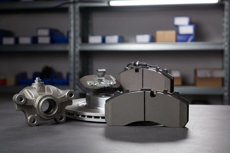 cp2203 brake pad wear indicator on rotor mockup with technician hand
