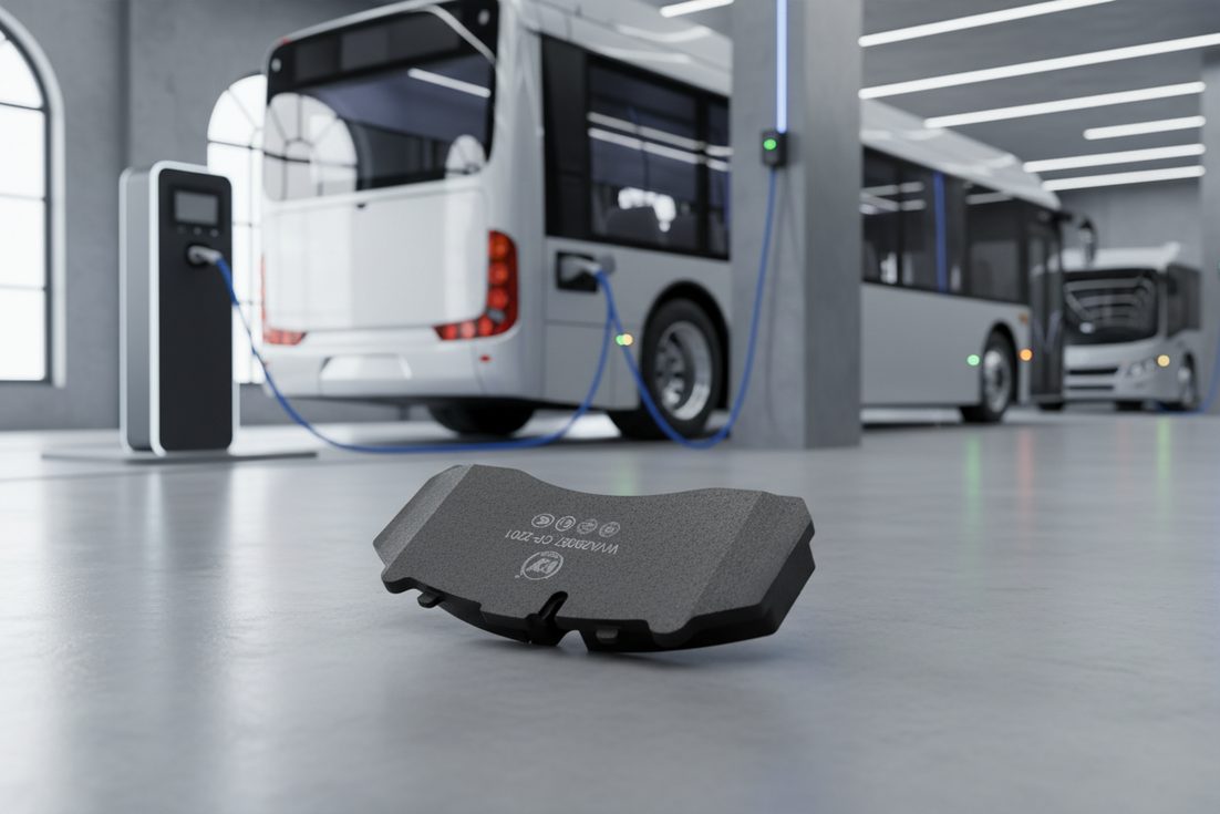 Engineered brake pads for electric vehicles from a trusted EV supplier in China, showing advanced friction material and anti-corrosion design.