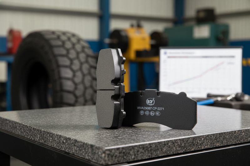 SUV brake pad cp2271 inspected for heavy load braking, micrometer measuring thickness