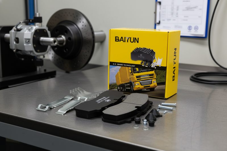Brake pad undergoing dynamometer testing for ECE R90 certification standards