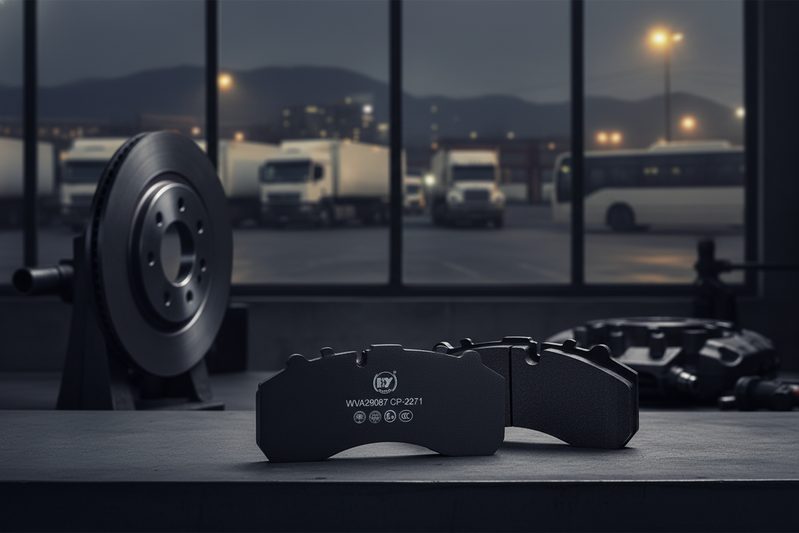 Wholesale semi-metallic brake pad CP2271 packaged for distribution, representing certified IATF 16949 manufacturing for global importers