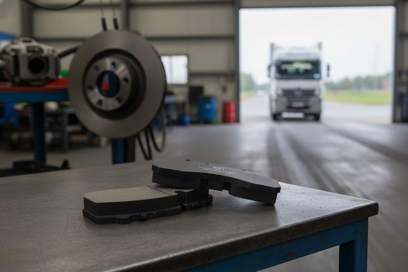 BAIYUN CP2223 brake pad installed in caliper after bedding procedure showing even transfer film