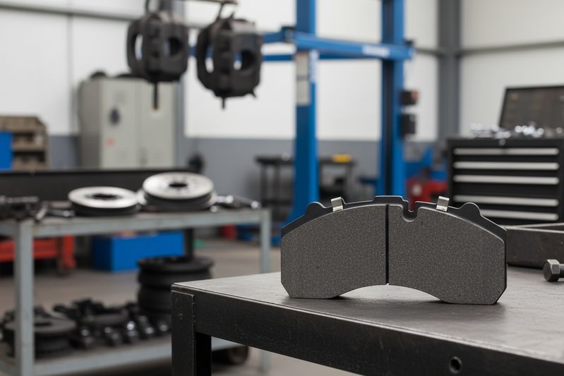 BAIYUN brake pad CP2201 with acoustic wear indicator installed in passenger car caliper on lift