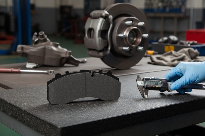 brake pad wear indicator supplier wholesale - close-up of CP2218 showing indicator thickness measurement