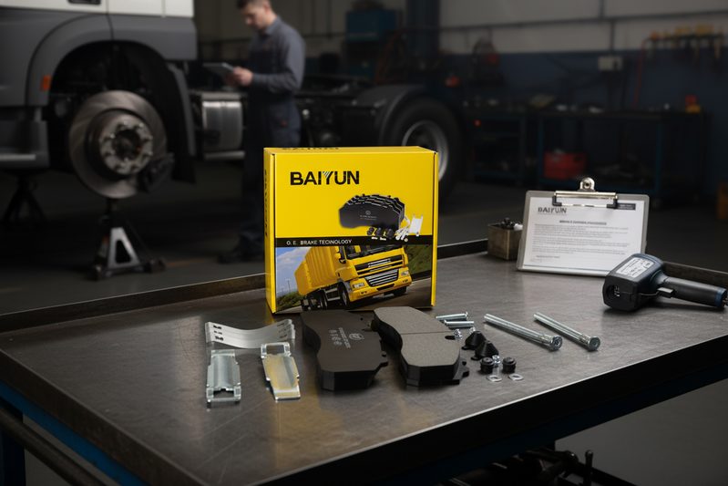 Technician performing brake pad bedding procedure on vehicle lift with diagnostic scanner