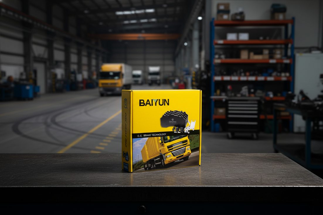 Brake pad break-in bedding procedure guide – BAIYUN Brake CP2223 and CP2203 brake pads ready for installation on a ventilated disc