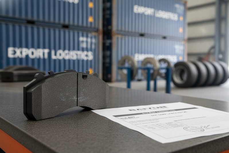cp2223 brake pad inspected for ECE R90 and DOT certification compliance in a quality control laboratory