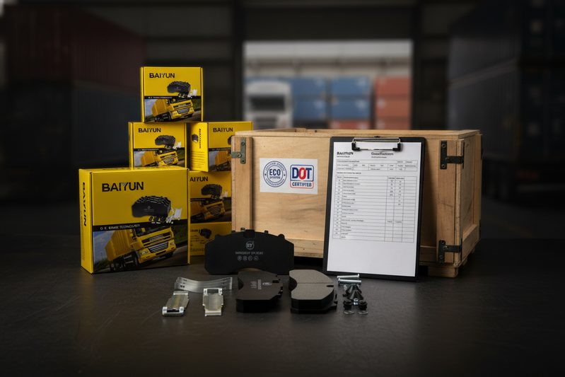 cp2203 brake pad export-ready with DOT and ECE R90 certification markings for global distribution