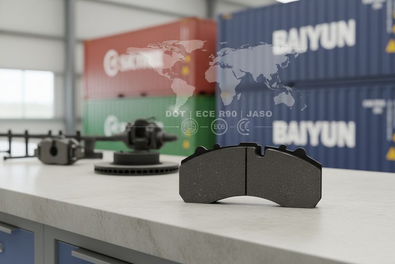 Brake pad dynamometer test for ECE R90 certification showing friction coefficient measurement