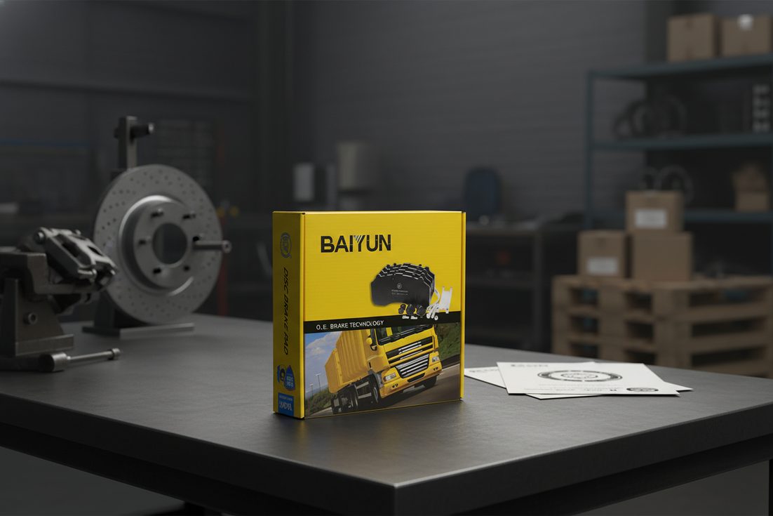 ECE R90 certified brake pads China supplier packaging box with certification marks