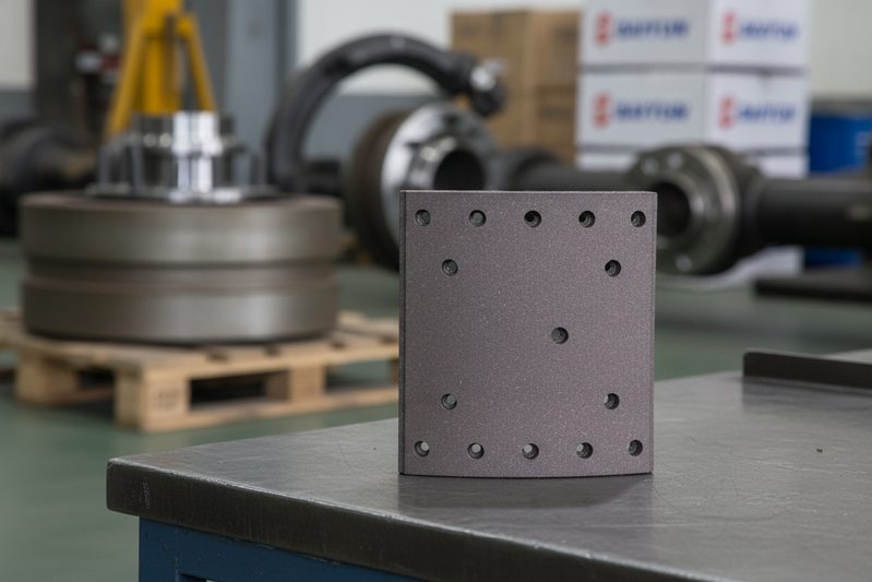 stack of ready-to-ship drum brake shoes from BAIYUN's drum brake shoe manufacturer warehouse