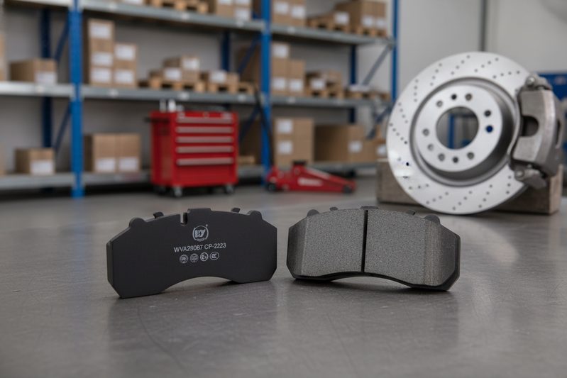 FAW brake pad cp2223 with wear indicator clip visible