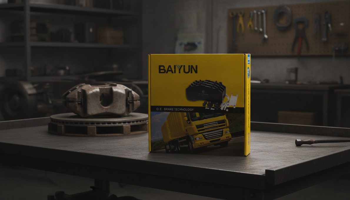 How to choose Iveco brake pad supplier featured image showing commercial vehicle brake pad and caliper