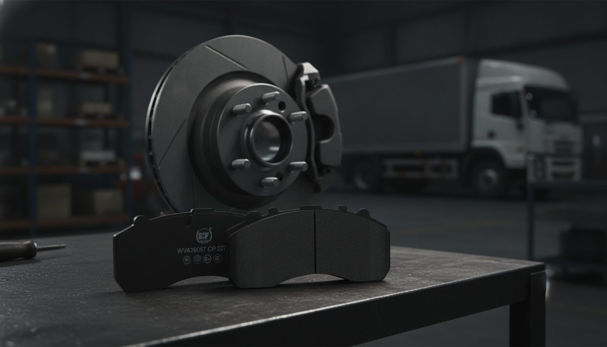 Isuzu Truck brake pad guide featured image showing CP2271 commercial vehicle brake pad on heavy-duty truck brake assembly background