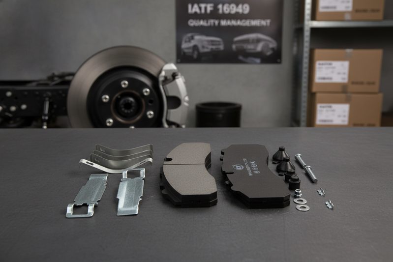 Wholesale pallet of commercial vehicle brake pads ready for container loading