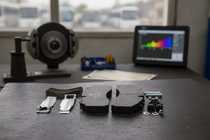 IATF 16949 certified bus brake pad from China brake factory close-up