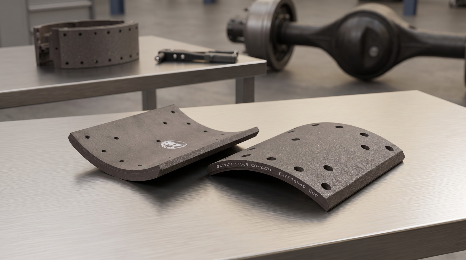 Commercial trailer brake lining supplier China - BAIYUN cg2231 brake lining segment on white background