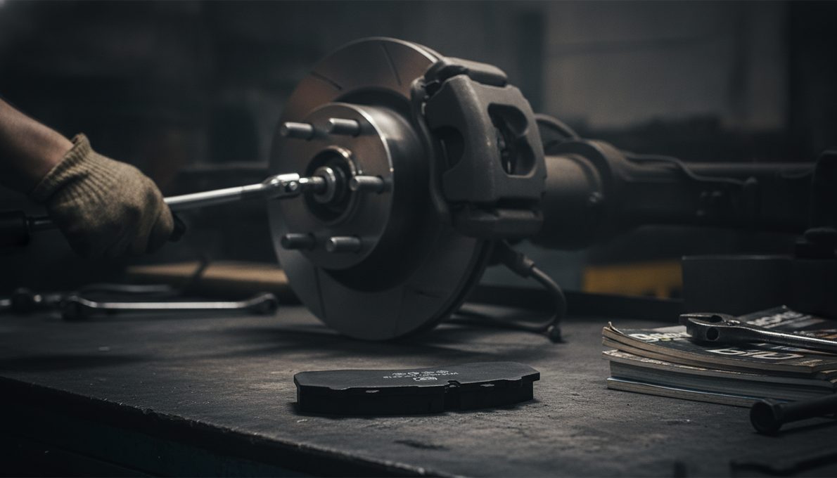 Commercial truck brake pads supplier China – heavy-duty truck disc brake pads on workbench, BAIYUN CP2218 product