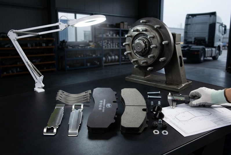 Buyer comparing disc brake pad fitment verification drawing for commercial vehicle brake pad