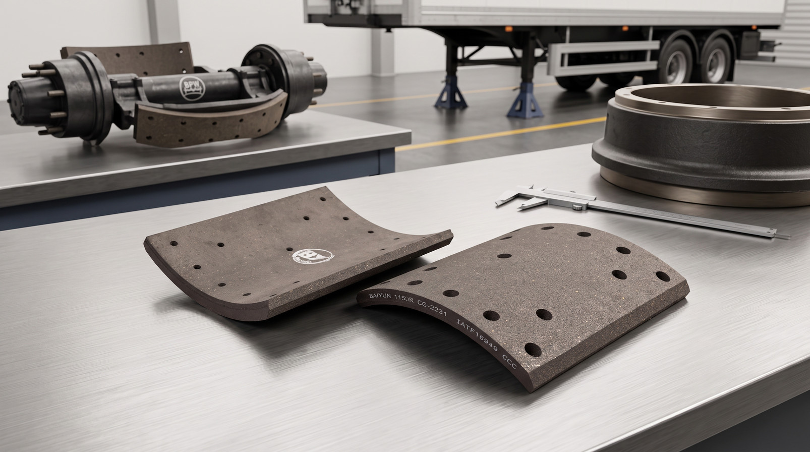 Drum brake lining vs brake shoe comparison for WVA 19032 BPW trailer axle verification