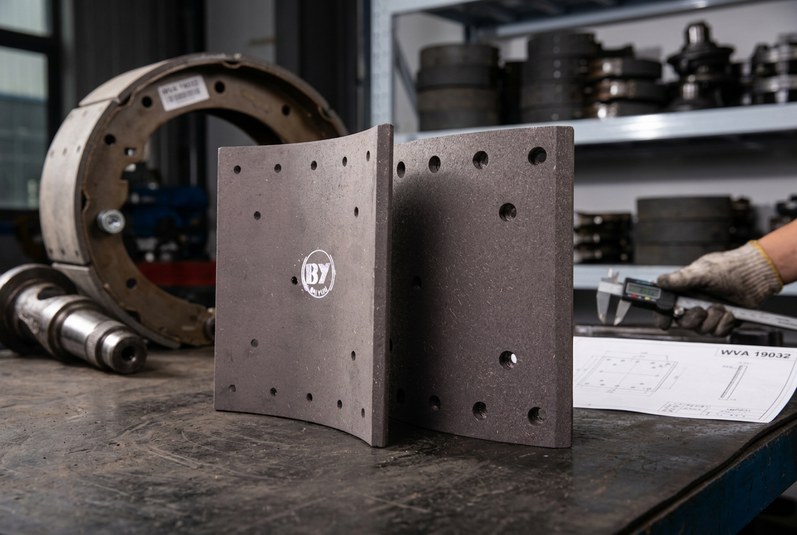 WVA 19032 drum brake lining specification verification against BPW trailer brake shoe drawing