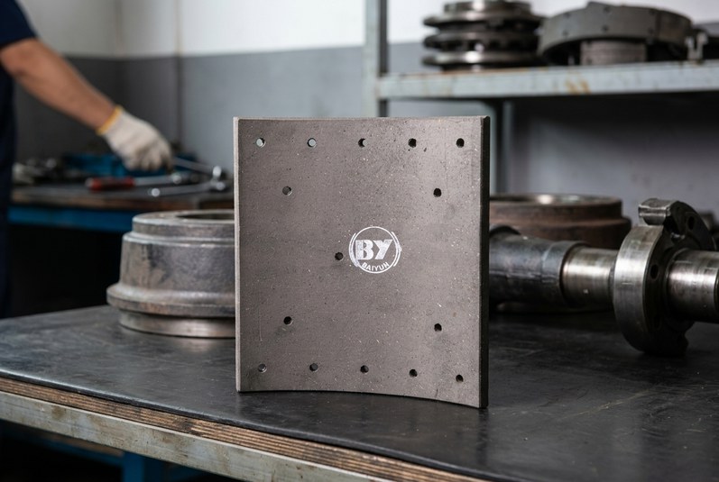 BPW brake lining supplier verification - measuring brake lining thickness with caliper