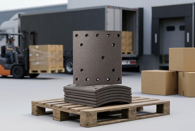 BPW brake lining supplier export packaging - commercial vehicle brake linings ready for shipment