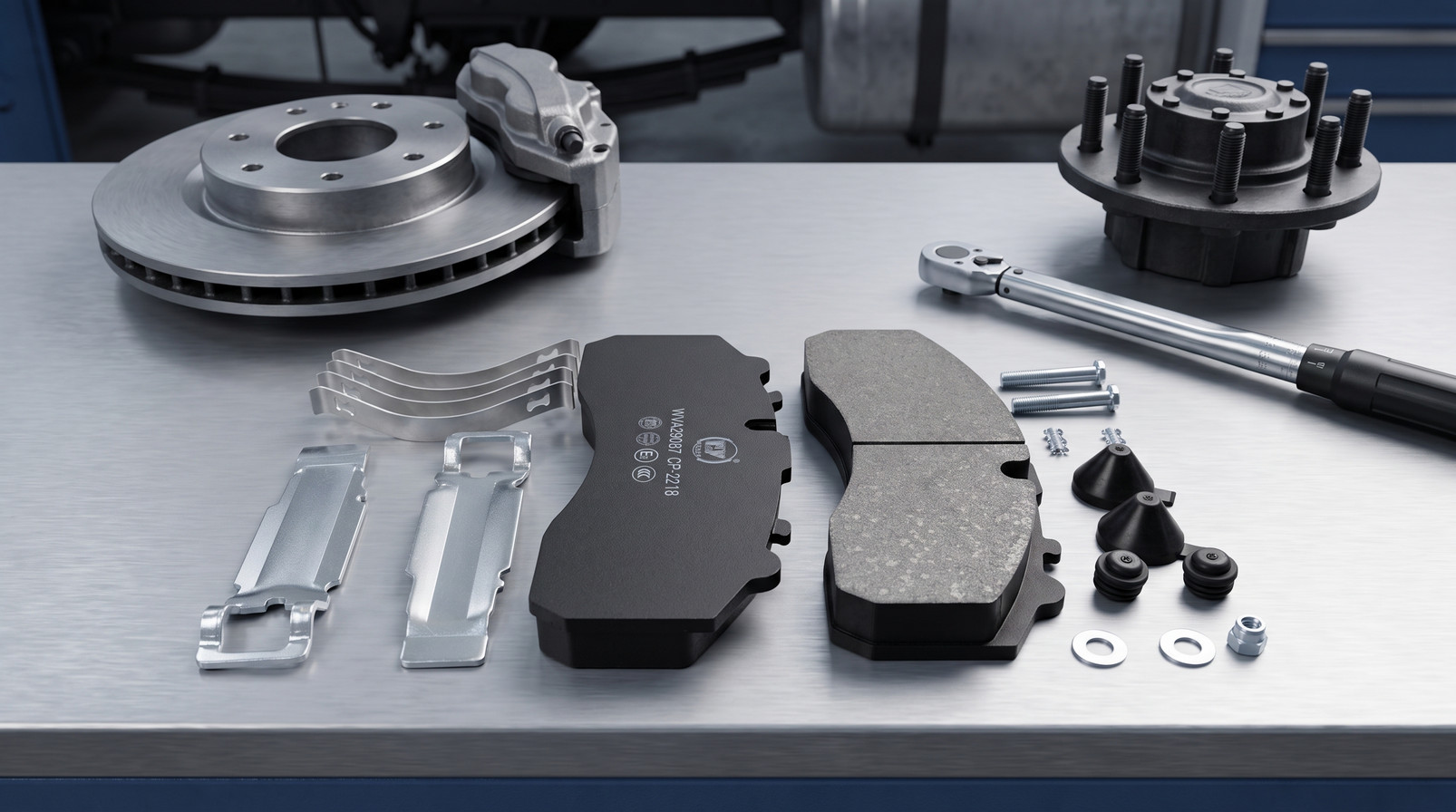 How to choose brake pad supplier - commercial vehicle disc brake pad set CP2218 on white background