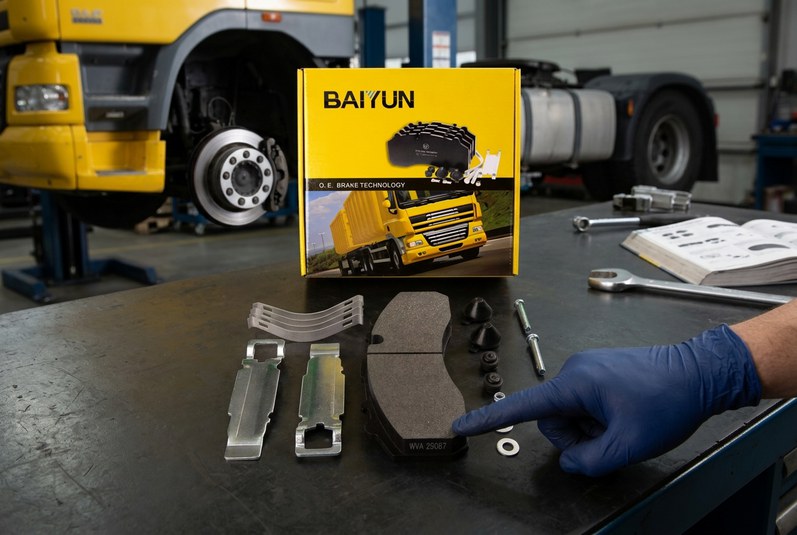 WVA number marking on a commercial vehicle brake pad backing plate edge - BAIYUN CP2201 sample