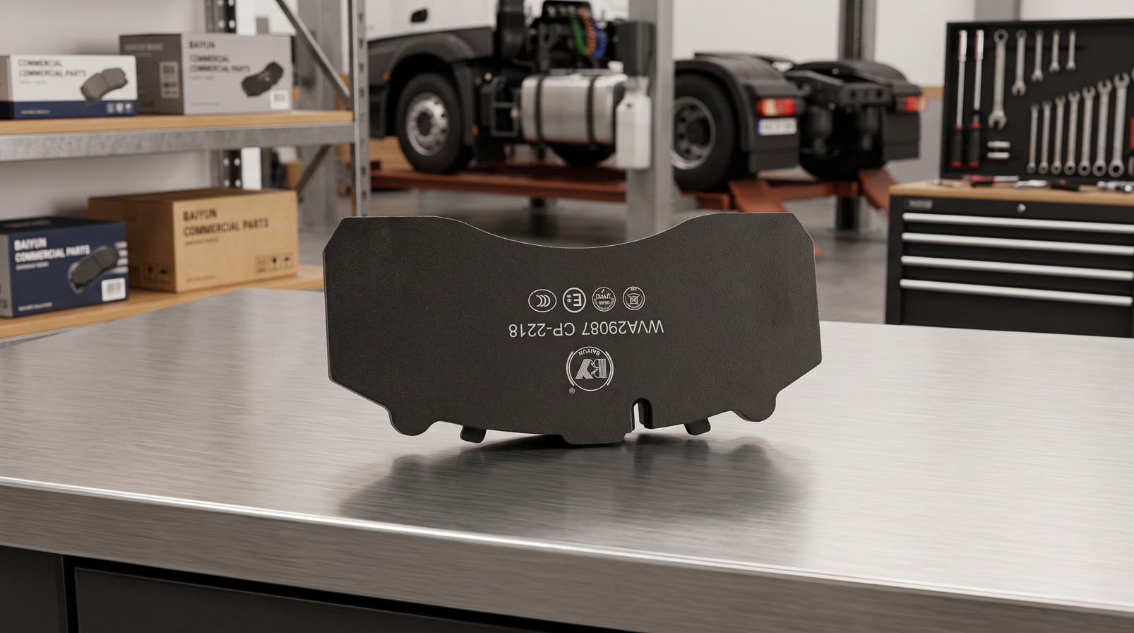 Low copper brake pads compliance for importers - commercial vehicle brake pad set on heavy-duty caliper