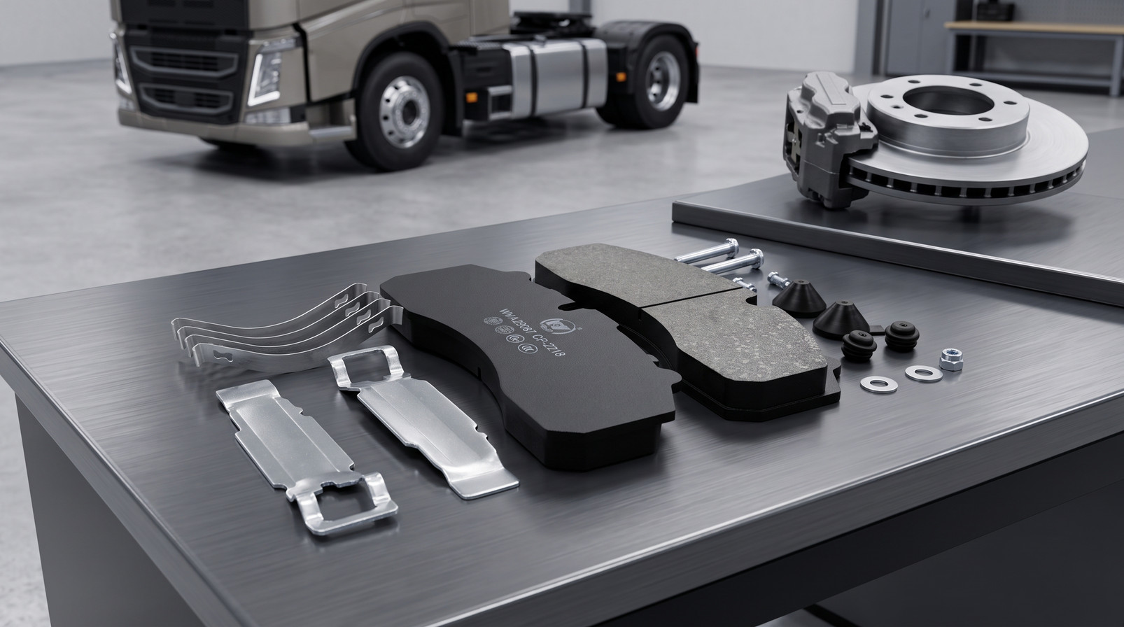 Semi metallic brake pads for heavy trucks explained - BAIYUN commercial vehicle brake pad on display