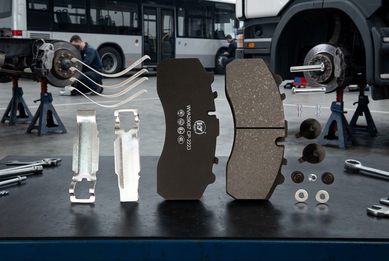 Commercial vehicle fleet brake pad installation and WVA verification scene