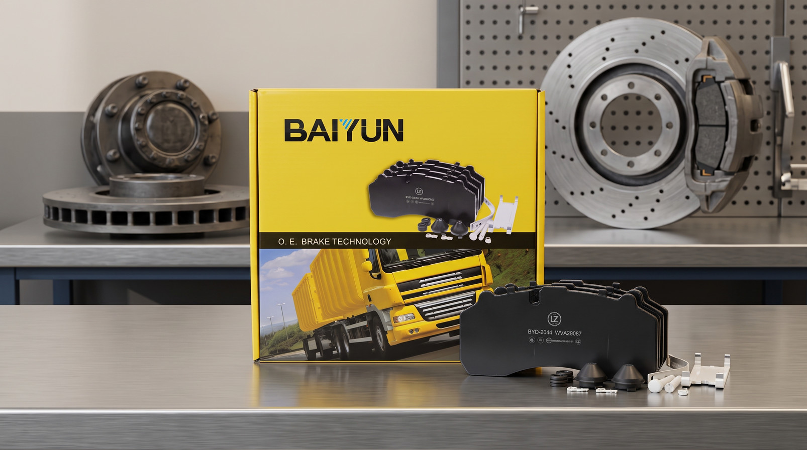 How to choose Yutong brake pad supplier - BAIYUN heavy-duty repair kit box for commercial vehicle disc brake pads