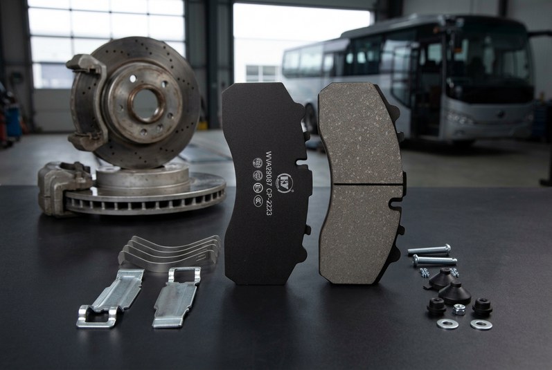 Commercial vehicle brake pad CP2223 friction material close-up for Yutong brake pad supplier evaluation
