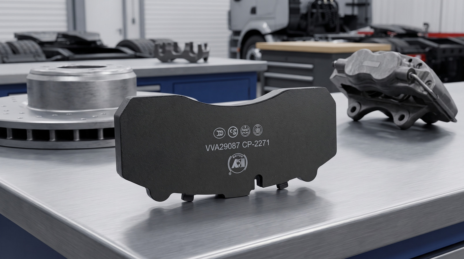 Wagner Introduces OEx Brake Pads - AftermarketNews - commercial vehicle brake pad set on heavy-duty truck disc assembly