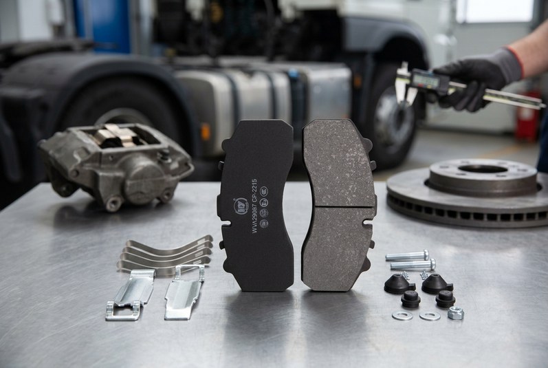 Yutong bus disc brake pad set from Chinese factory showing friction material and backing plate