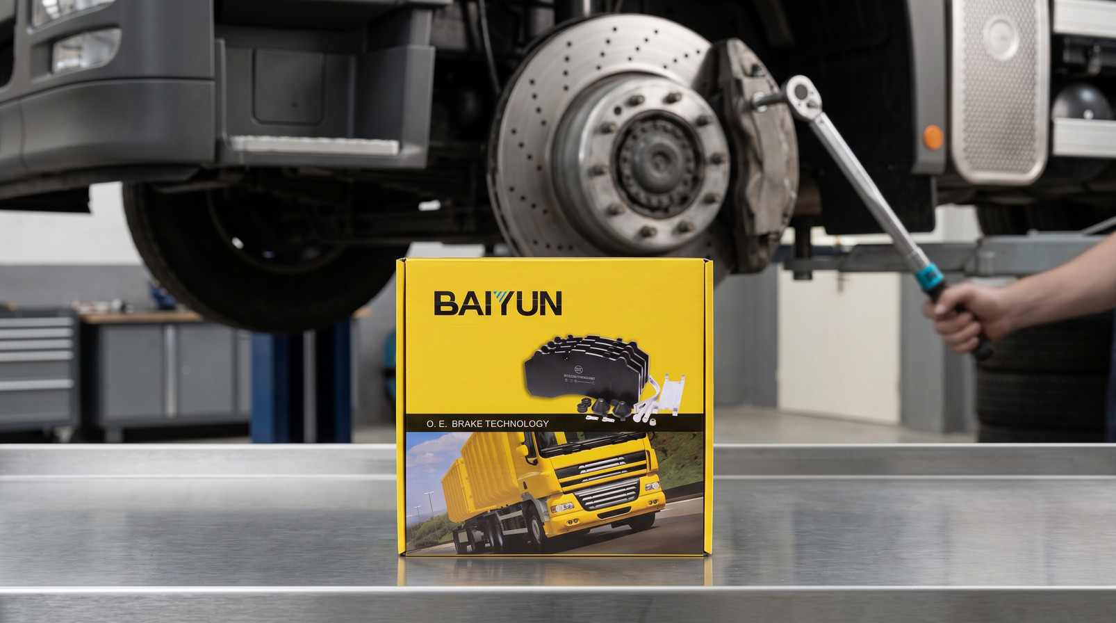 Squealing brakes, OEM parts from Toyota - Reddit: BAIYUN WVA29087 repair kit box on commercial truck workshop bench